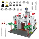 Medieval Knight Castle Building Blocks Set, with 12 Shadow Knight Figures, Compatible with Lego 630 Accessory, Knights Kingdom Castle, Easter Gift for Kids, 4+, 718Pcs
