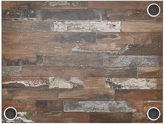 TableTop King Midtown 30" x 60" Rectangular Indoor Tabletop with 3 Wireless Chargers, Planked Pine Finish, Laminate, Brown