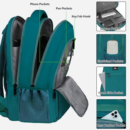 MATEIN Slim Laptop Backpack, Anti Theft 15.6 inch Computer Travel Backpack for Work Underseat Personal Item, Sturdy Water Resistant Daily Rucksack Bag Gifts for Men & Women, Peacock Blue by MATEIN - Image 4