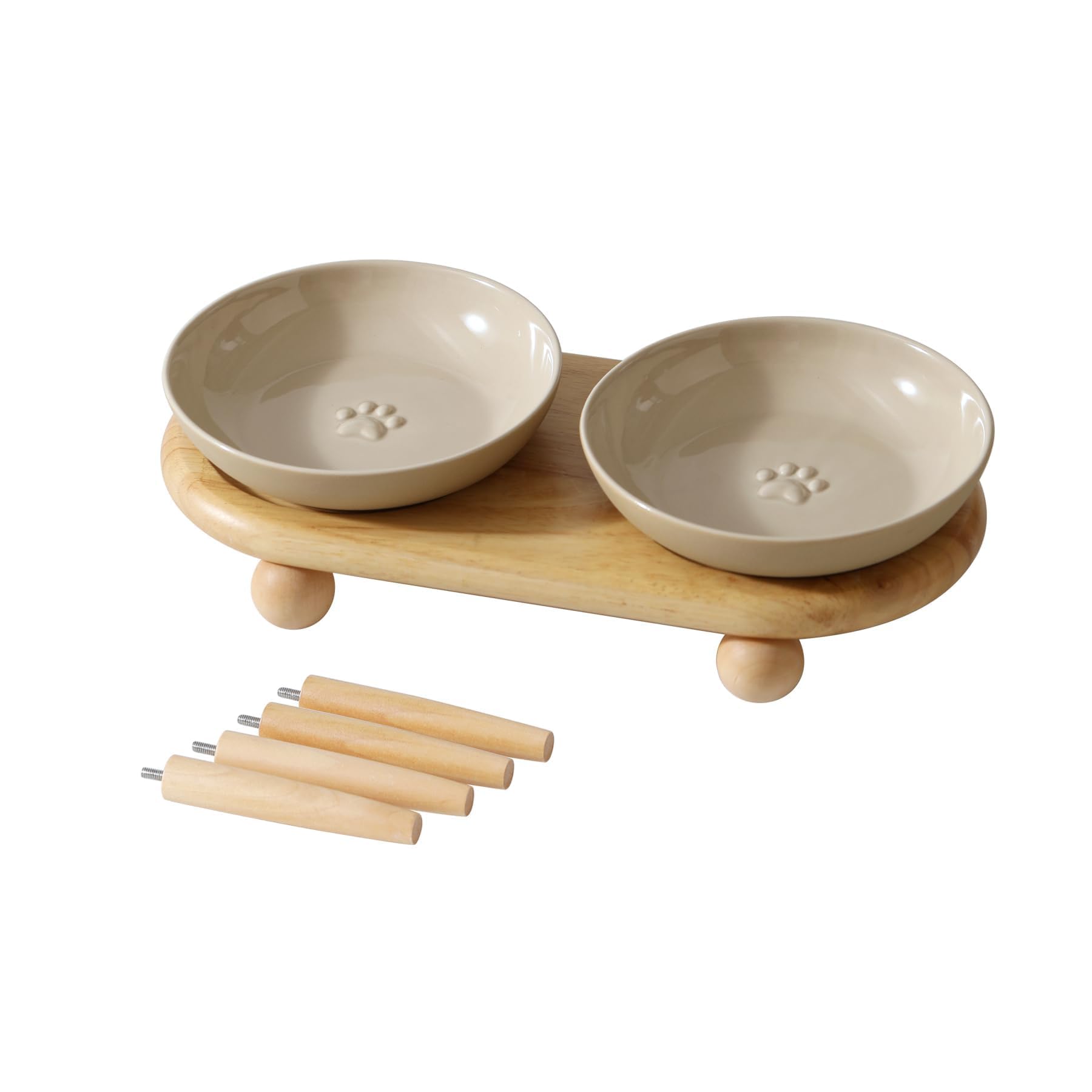 Havniva Katzennäpfe, erhöht, aus Keramik, 14,2 cm, schnurrhaarfreundlich, mit Ständer, Futter- und Wassernapf-Set, 2 Höhen, rutschfest, für Kätzchen