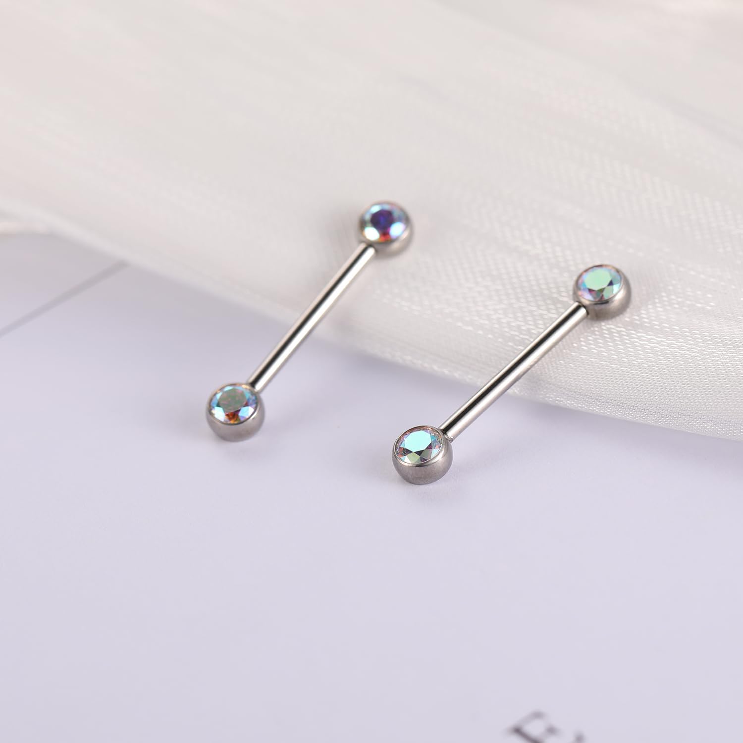 FUNLMO 2pcs Nipple Piercing Jewelry Titanium Nipple Rings Internally Threaded Tongue Rings Bridge Piercing Jewelry Nipple Barbells 14G 12-20mm - Image 5