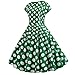 yuwo Abito da donna vintage anni '50 retrò manica corta con stampa a pois, Verde, L