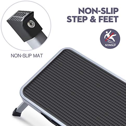 TOMORAL One Step Ladder, Folding Step Stool with Non-Slip Rubber Mat, Lightweight Steel Kitchen Stool, 150 kg Maximum Weigh