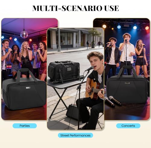 Speaker Carrying Case Compatible with QSC K8, Portable Storage Tote Bag with Thickened Sponge for Compact 8\" Speaker Cabinets,Stores Microphone, Cable,Adapter for Gig, Band,Rehearsal, Bag Only