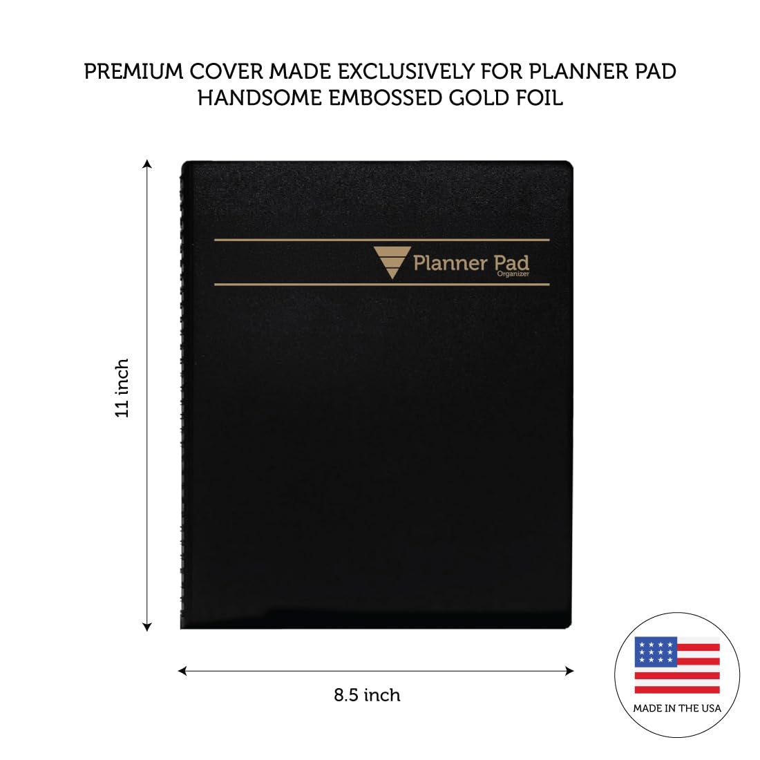 Planner Pad Organizador de 12 meses con embudo de 3 niveles encuadernado en espiral, octubre de 2025 a septiembre de 2026, cubierta negra/tinta negra, 8 1/2 x 11 pulgadas