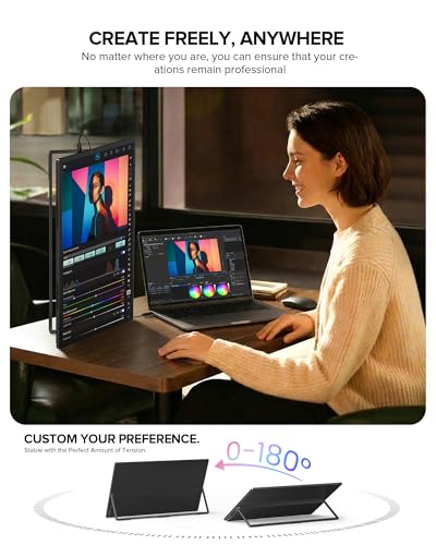Image of UPERFECT Portable Monitor 4K 60Hz 18.5 inch, 145% sRGB QLED Laptop Monitor, 400 Nits Ultra-Slim Monitor, USB-C & HDMI, VESA & Case, Travel Second Screen for Laptop, Computer, Mini PC, Game Consoles