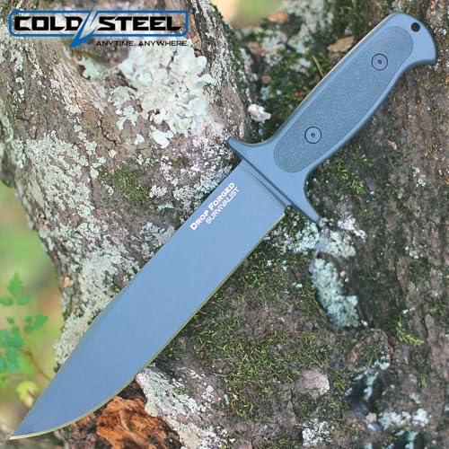 Image of COLD STEEL Drop Forged Survivalist 8 inch 52100 High-Carbon Steel Clip Point Fixed Blade EDC Tactical Hunting Utility Knife, 5 inch Ergonomic Handle, Weather-Resistant Secure-Ex Sheath