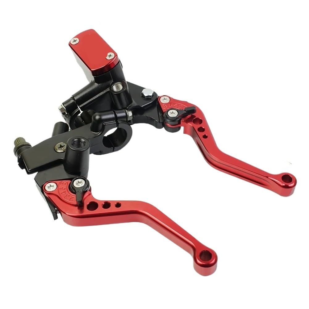 Leve Freno Frizione Regolabile Leva del cilindro principale della pompa freno frizione idraulica per moto da 22 mm per accessori motocross(Red Shorter)