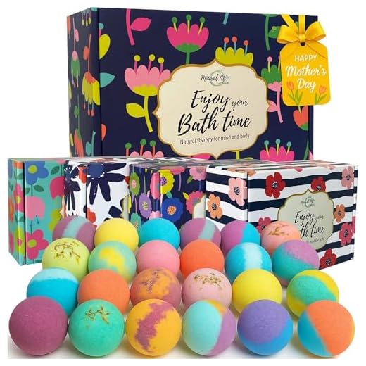 Conjunto de bombas de banho para mulheres – 24 bombas de banho naturais e orgânicas com óleos essenciais e manteiga de karité hidratante, presente de aniversário de spa, presentes de autocuidado para