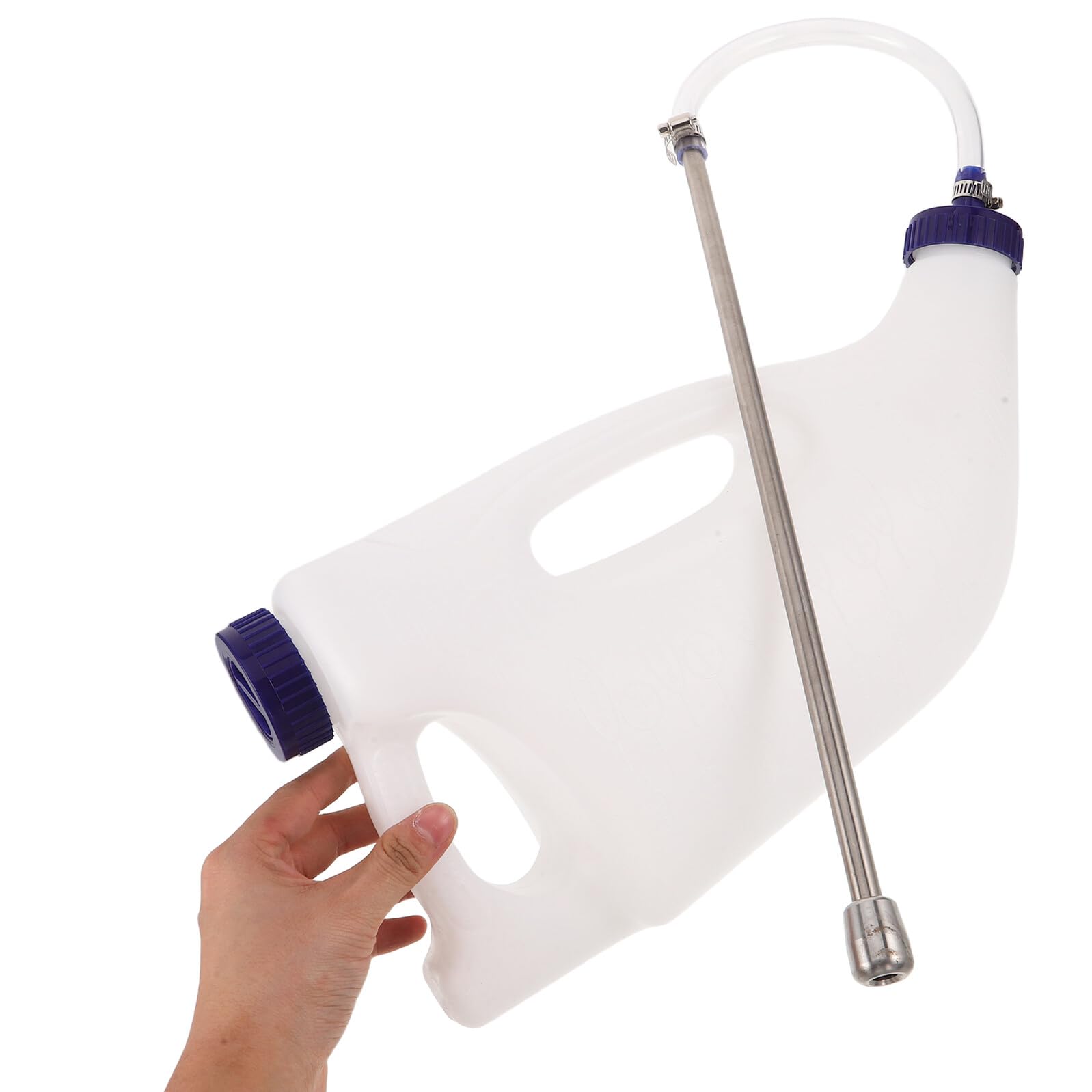 Biberon pour Veaux et Chèvres 4l en Plastique Blanc Poignée, Nourrisseur Polyvalent pour Élevage de Veaux et Absorption des Nutriments