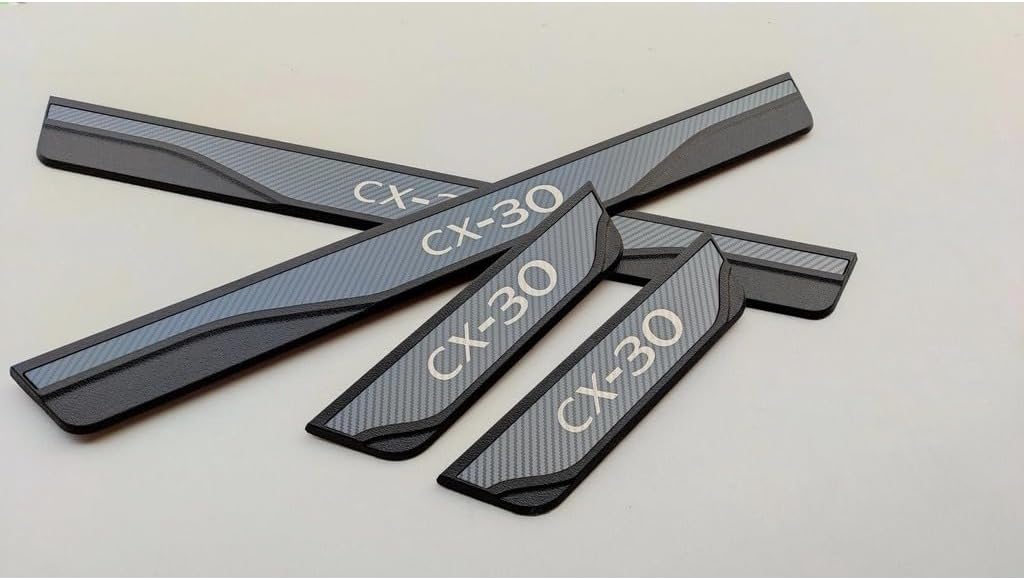 Car Door sill Scuff Protector for Mazda CX-30 CX30 2020-2024 Accessories, Parts Door Sill Cover Scuff Plate Strip Guard Protection（Carbon Fiber Texture）