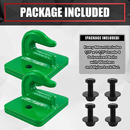 Viagl 2 Pack 3/8" Tractor Bucket Grab Hook Grade 70 Forged Steel Bolt On Grab Hook Tow Hook Mount With Backer Plate,Work Well For Tractor Bucket, Rv, Utv, Truck, Green #TOP4
