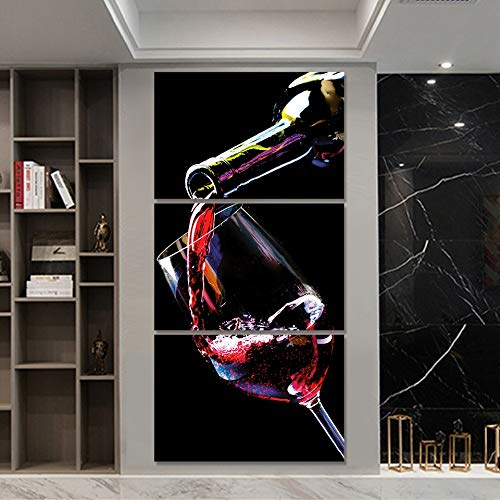 Tableau Boissons Romantique Raisin 3 Pièces pour Habiller un Grand Mur Vide de Salon