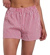 Sunzel Women's Gingham Plaid Boxer Shorts 3" – Elastic Waist Loose Fit Lounge Shorts Y2K Summer B...