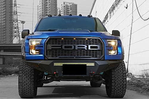 Modifystreet Alpharex Pro-Series Black 15-17 For Ford F150 Halogen Type Black Led Tube Dual Projector Headlights With Switchback Drl/Sequential Signal/Activation Light #TOP5