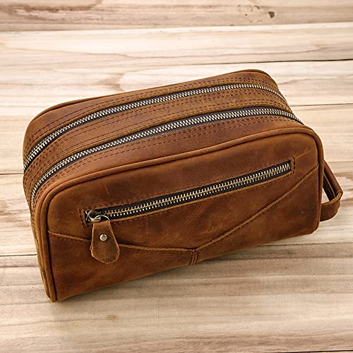 Travel Dopp Kit Toiletry Bag for Men & Women, Leather Shaving Kit Organizer Bathroom Case - Mens & Womens Shaving Bag - Image 6
