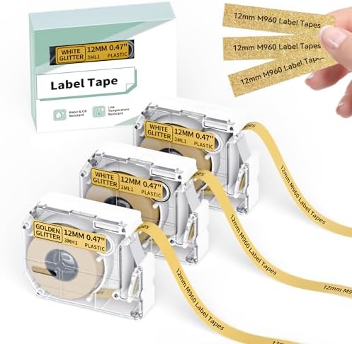 5-Pack M950 Color Label Tapes 12mm (0.47") - Compatible With Brother PT-M95 PTM95 Label Maker (Black On White, Red, Yellow, Green, Blue)