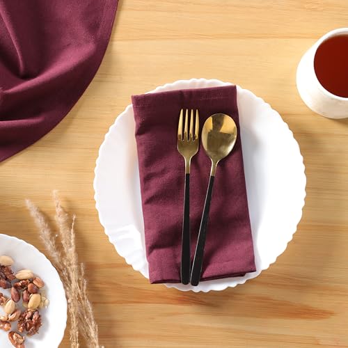 Servilletas de tela de algodón color granate para tus cenas de otoño y mesas del día a día 3