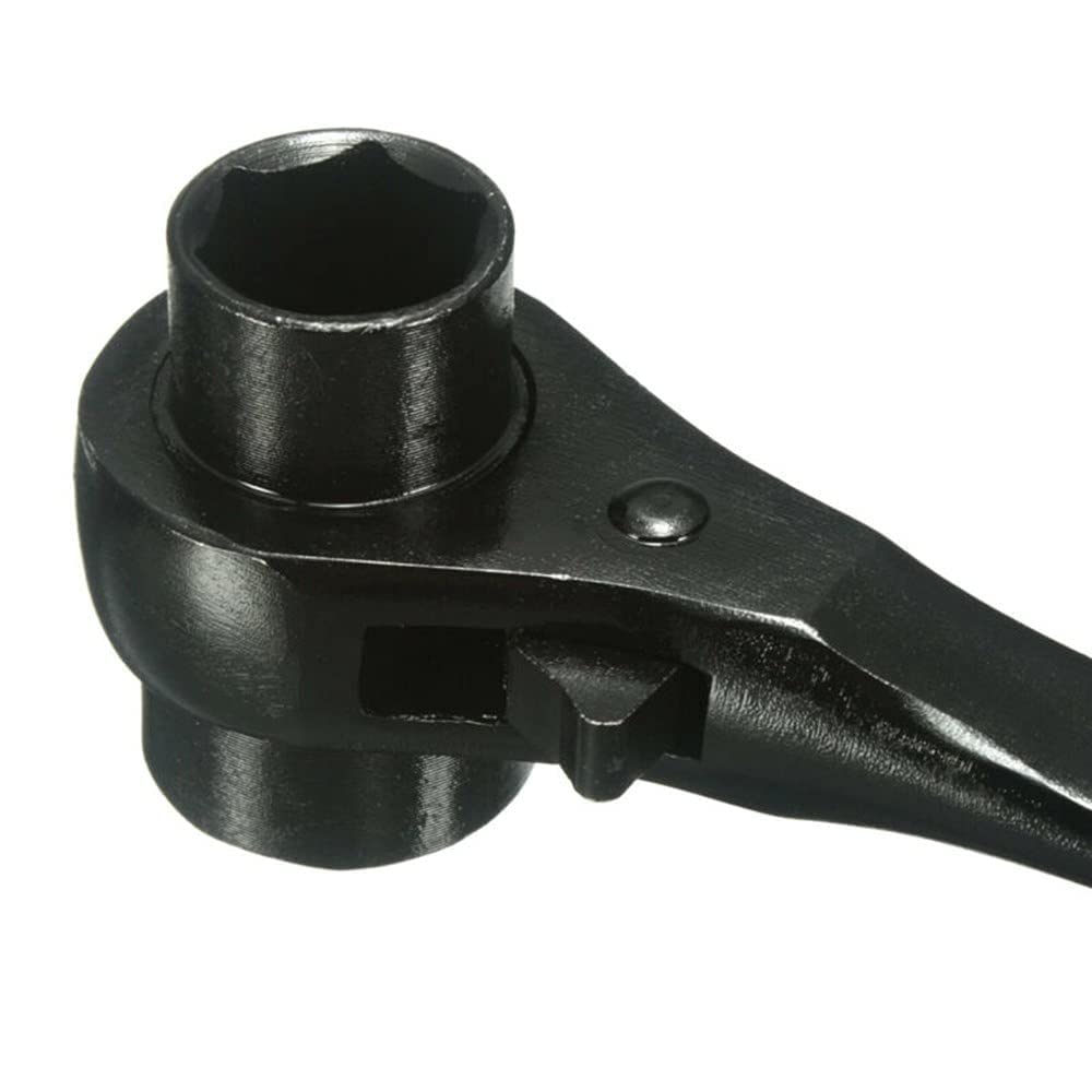 TOP-VIGOR Ratchet Podger Spanner Steel Erecting Scaffold Tool Wrench Double Socket 19x21mm, Black, 19-21 mm - Image 3