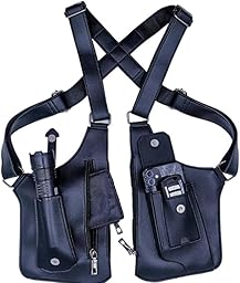Anti-Diebstahl Unterarm-Schultertasche für Herren, Doppel-Schultertache aus PU-Leder, Verstellbares Achselholster-Design mit Mehreren Taschen, Brusttasche für Reise, Business & Outdoor (Schwarz)