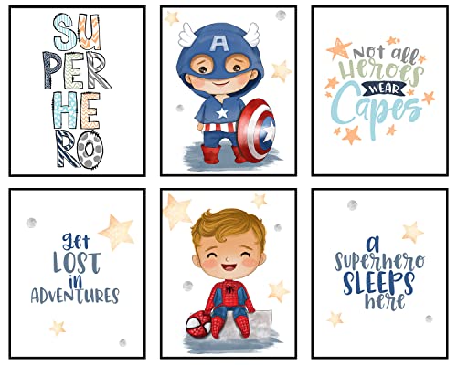 Image of Silly Goose Gifts A Superhero Sleeps Here - Darling Baby Super Hero Themed Wall Art Print Room Nursery Decor (Superhero Sleeps Here)