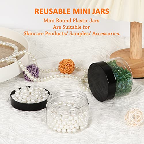 Jaisie.w 4Oz Plastic Containers With Lids 48Pack, Clear 4 Oz Plastic Jars With Lids&Labels- Refillable Cosmetic Small Containers With Black Screw Lid/Slime Containers (4 Fl.oz, 48Pack) #TOP2