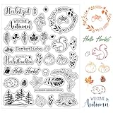 BOOMTOP Silikonstempel Herbst Sprüche Deutsch Clear Stamps Herbst Klare Stempel Kleiner Herbstgruß Stempelmotive zum Kartenbasteln DIY Scrapbooking Fotoalbum Geschenkanhänger