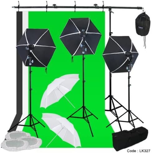 Photography Lighting 3 Muslins Backdrop Stand Boom Stand 2 in 1 Studio Lighting Studio Light Kit New Linco 3 Zoomable and Removable Softbox with Carrying Bag and 84" Long Arm