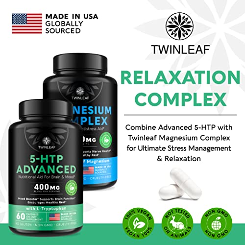 Twinleaf 5 Htp Supplement For Mood Support - Made In Usa - Natural 5-Htp & L-Tryptophan Capsules - 5-Htp Booster For Men & Women - Proprietary Formula For Mood And Relaxation - 60 Vegan Capsules #TOP5