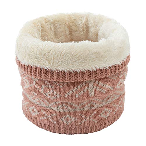 S-TROUBLE Mujeres Hombres �tnico Copo de Nieve de Punto Calentador de Cuello Polaina Doble Capa Gruesa Felpa Forrada Infinity Circle Bufanda Al Aire Libre A Prueba de Viento Cuello Bucle Bib