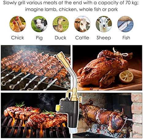 HUKOER MAPP Propane Torch Brazing Soldering Barbecue Torch High Intensity Trigger Start Torch Interface CGA 600, Gas Cylinders not Included