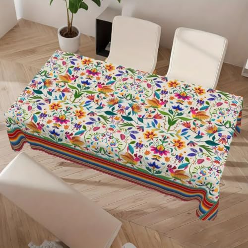 UJNHGQ Mantel Rectangular con diseño de pájaros y Flores, de poliéster a Rayas de Colores, para decoración de mesas (servilleta de 50 x 50 cm/01)