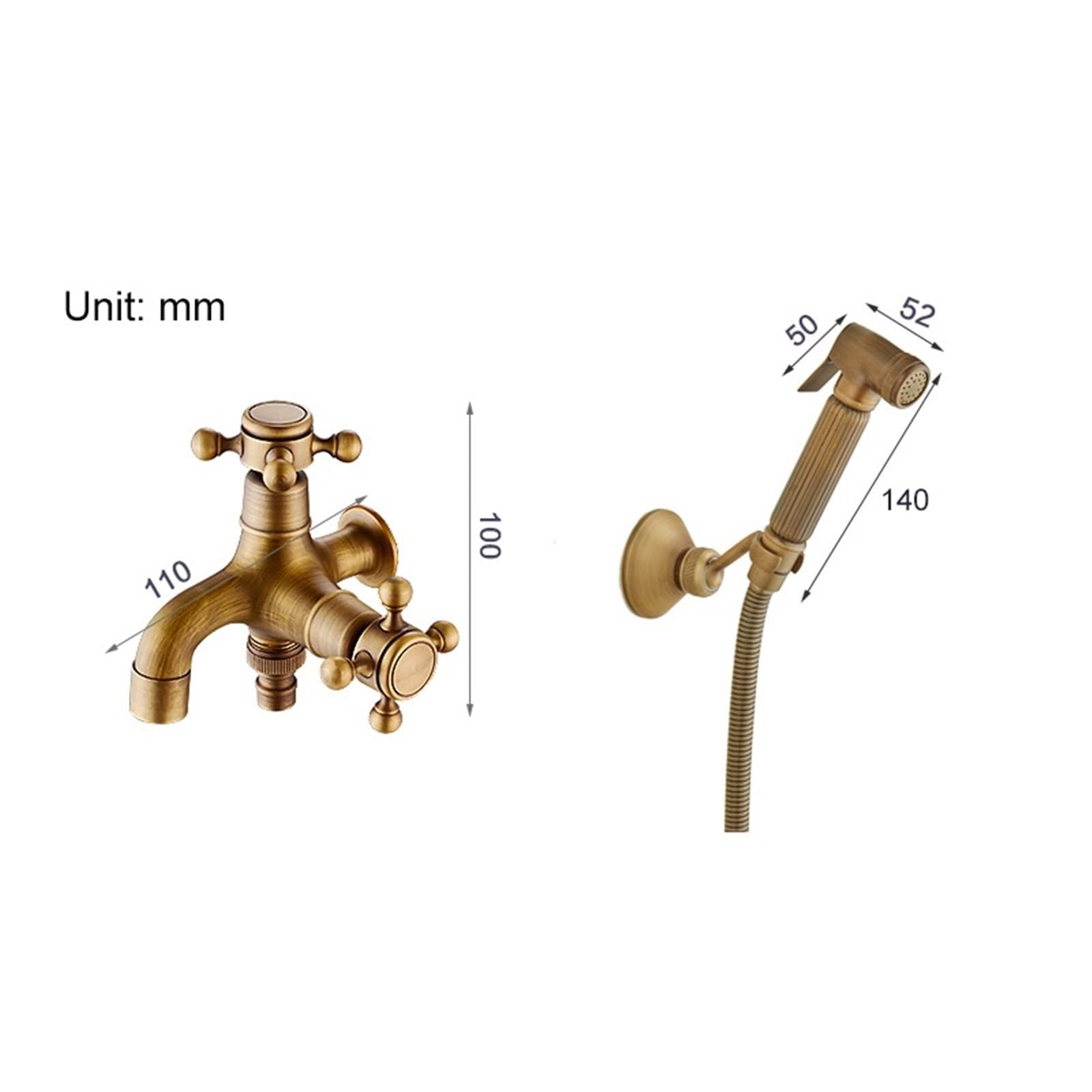 Doccetta per Bidet Spruzzatore for bidet con risciacquo in rame