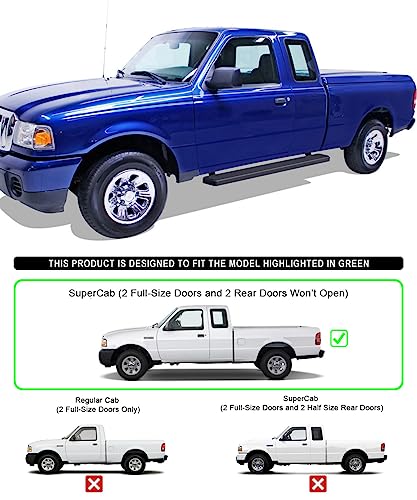 Estribos negros de acero inoxidable 6in para Ford Ranger miniatura 2