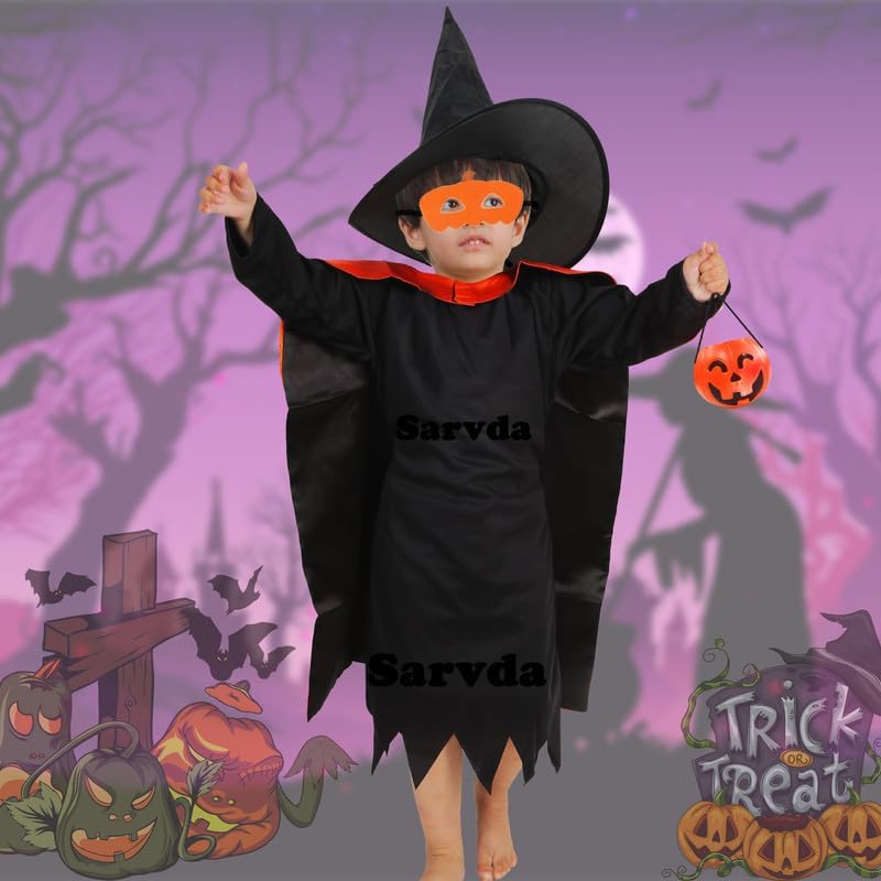 Image of Sarvda Halloween Dress | Costume and Accessories | For Girls and Boys | Haunted Horror Theme Party Vampire Witch Ghost Skeleton Draculla Pumpkin Scary Cosplay Dress