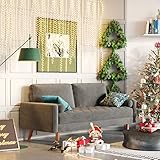  Vesgantti 2 Sitzer Sofa, Kleines Samtsofa Couch mit 2 Wurfkissen, Modern 2er Gästesofa Armlehne, Getuftetes Loveseat für Wohnzimmer/Schlafzimmer/Wohnung/Büro, 148,5 x 78 x 85cm, Grau