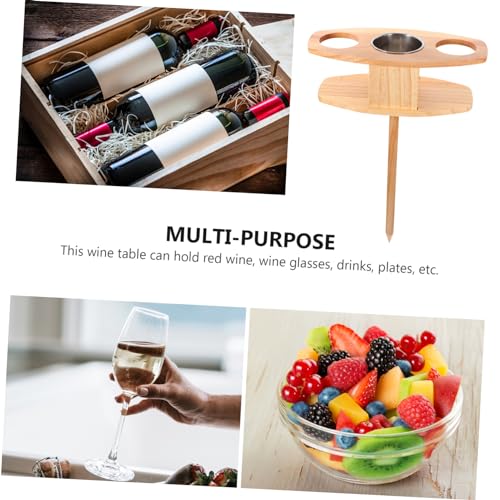 Table à vin pliante Hemobllo avec support de verre portable pour aliments et collations - 7