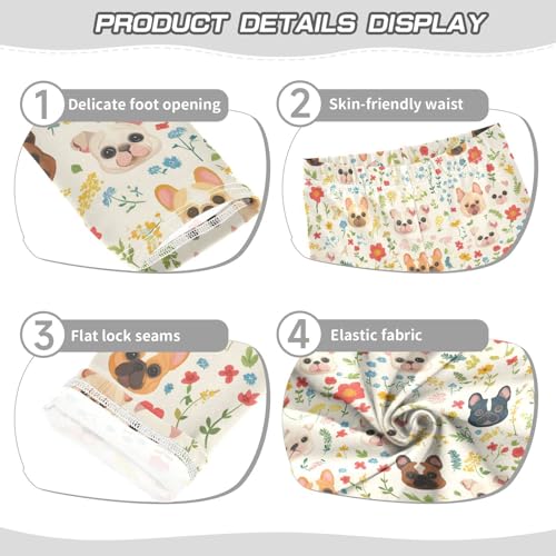 Wusikd Funny Dogs Girls' Leggings Toddler Doodles Flowers Colorful Kids Yoga Pants Dance Active Tights 4T3