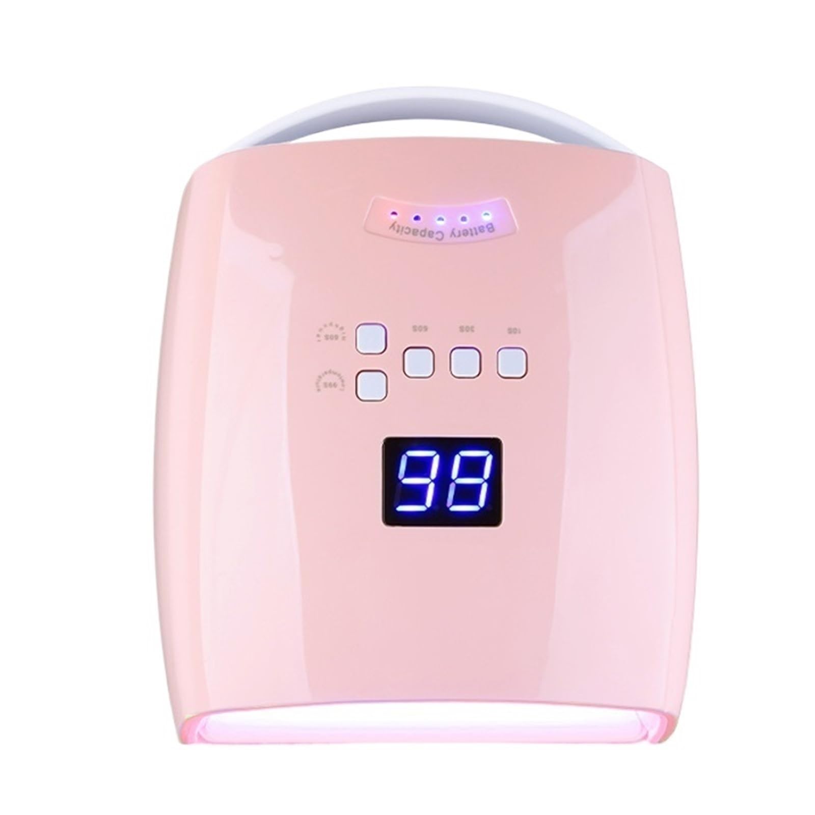 Lampa UV do paznokci, 66W Akumulatorowa lampa do paznokci Profesjonalna suszarka do lakierów żelowych Maszyna do manicure Lampa UV LED do paznokci(Pink light with handle)