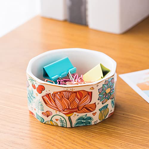 Yosco Ceramic Paper Clip Holder Paper Clip Dispenser Organizer For Desk Cute Office Binder Clip Holder Bobby Pin And Hair Clip Holder (01-Flower) #TOP2