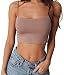 USGreatgorgeous Ladies Solid Color Sleeveless Spaghetti Strap Crop Top Halter (S, Light Khaki)