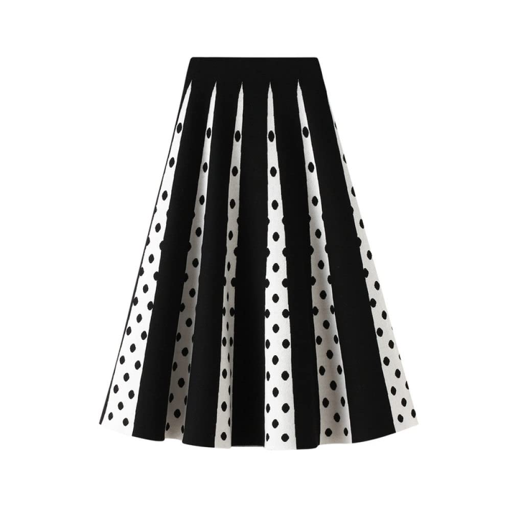 Gonne Invernali Donna,Gonne A Pieghe per Le Donne Vita Elasticizzata Elegante Gonna A Vita Alta A Punto Onda Gonne Invernali Nere Maxi Gonne da Donna Gonna Grande in Maglia Pendolare