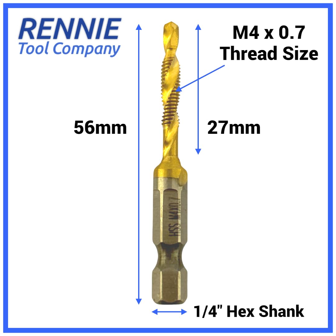 Rennie Tools, Pack Of 5, M4 x 0.7 Combination Drill and Tap Bit - Image 2
