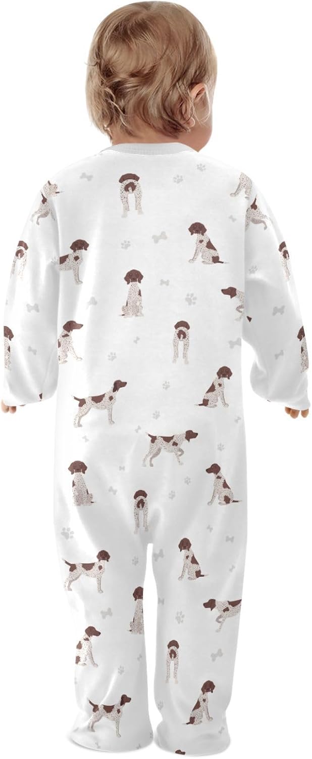 vvfelixl Exercises Doberman Dog Baby Sleepers For Girl Boys Newborn Baby Play One-Piece Footies For 0-24 Months White