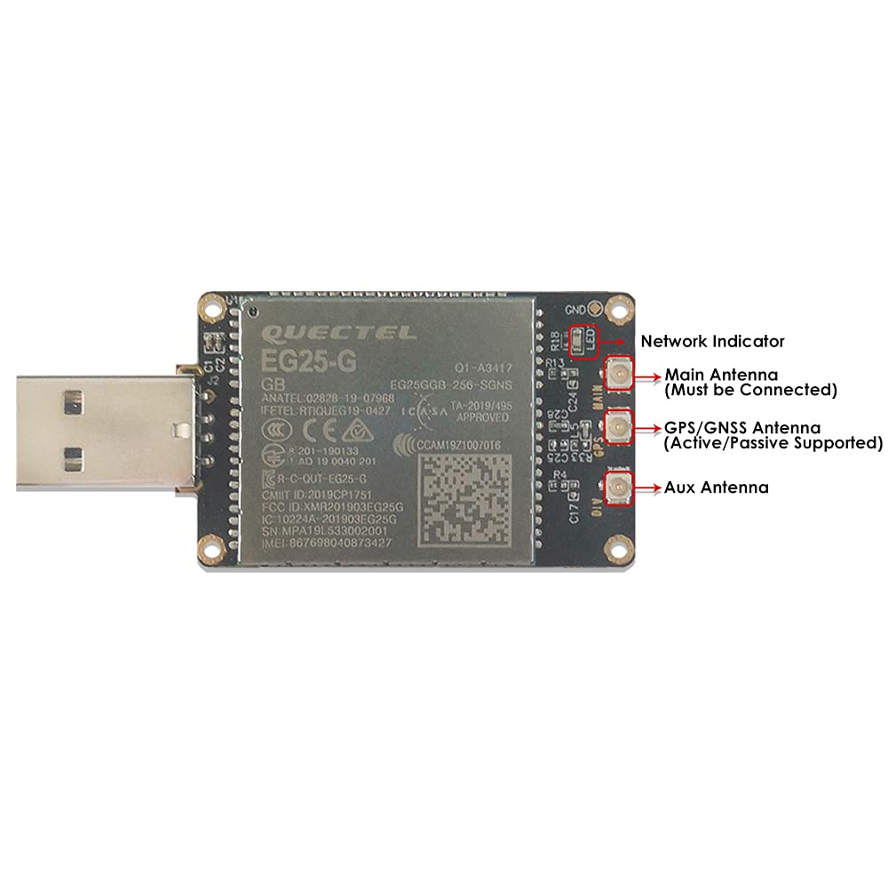EXVIST Clé USB 4G LTE W/EG25-G LCC IoT/M2M optimisé LTE Cat 4 Module SIM Slot GPS pour Global