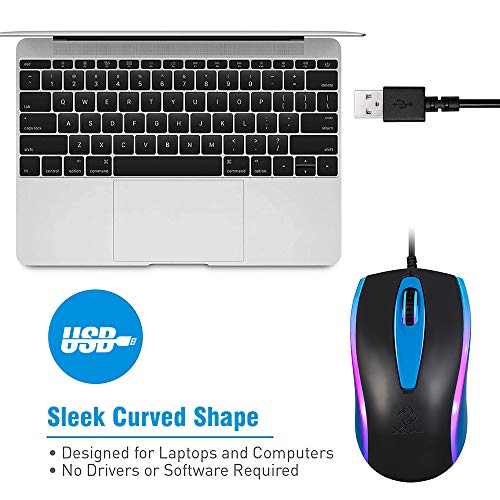 Coolerplus Wired Mouse, 1200DPI, Rainbow Light