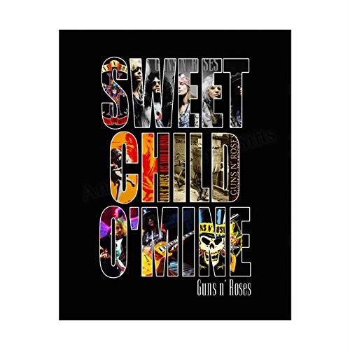 Guns N' Roses-"Sweet Child O' Mine"-Song Lyric Art Poster -8 x 10" Rock Music Wall Print-Ready to Frame. Vintage Band Logo Print for Home-Office-Studio-Bar-Cave Decor. Perfect Gift for GNR Fans!