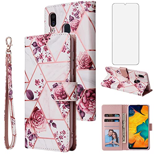 Coque Samsung A20S en cuir premium or rose et son verre trempé haute résistance