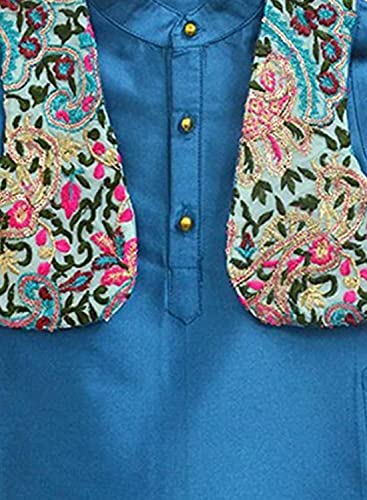Image of A.T.U.N. All Things Uber Nice) Polyester All Things Uber Nice Boy's Regular Kurta Pyjama Jacket Set