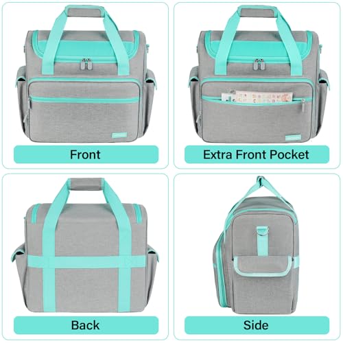 Image of Craft Bag for Scrapbook Supplies, Large Scrapbook Tote with 15.6'' Laptop Sleeve, Art Supply Storage Bag with Multiple Pockets for Scrapbooking Tools, Gray